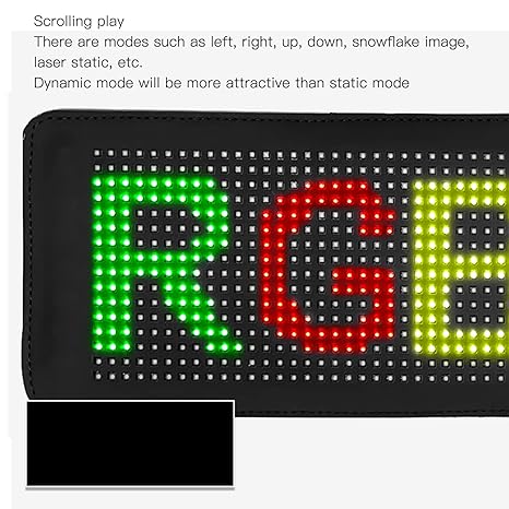 ADAK Flexible LED Car Screen Display - App Controlled Scrolling LED Sign with Custom Text Patterns, Programmable USB LED