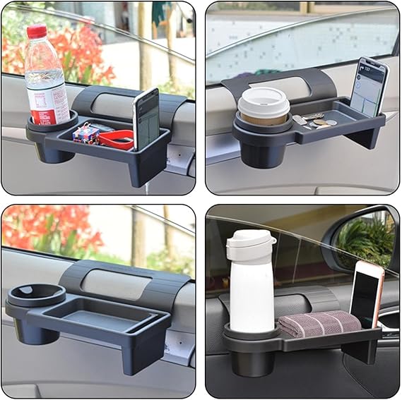 ADAK Car Window Multifunctional Storage Tray Organizer, 2024 New Door Side Hanging Organizer with Cup Holder – Seat Gap Storage Box for Phones, Keys, Bottles, and Small Items