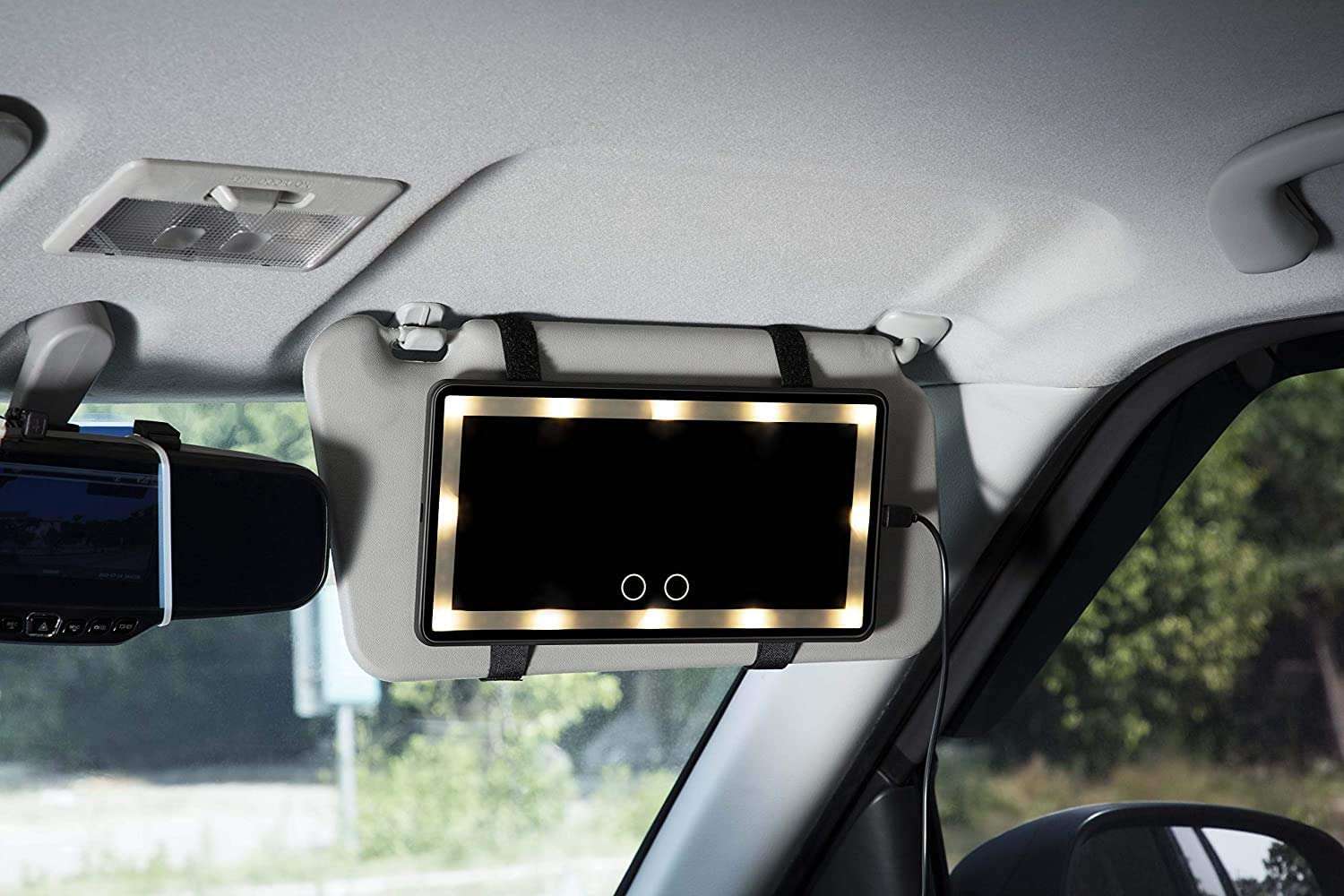 Car Vanity Mirror Auto Makeup Mirror With Led Light Rechargeable Car