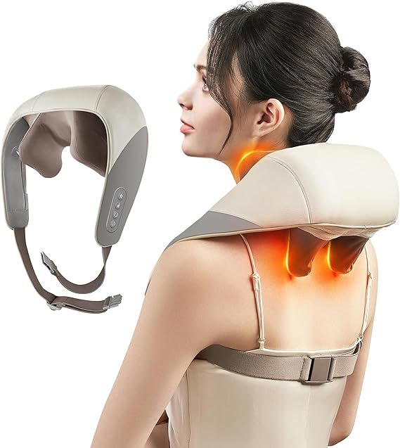 SORELAX Mini Shiatsu Neck Massager, Shoulder Neck Massager with Heat for Pain Relief Deep Tissue, Neck, Back, Shoulder, Leg Electric Kneading Massager, Perfect Gifts for Men Women Dad Mom