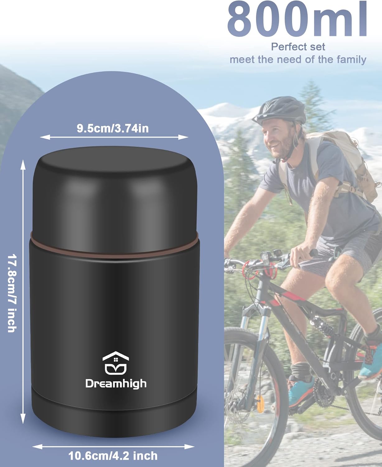 Professional Hiking & Travel Food Jar | Advanced Vacuum Insulation | Anti-Scratch Body & SUS 316 Medical Grade Stainless Steel (800mL)