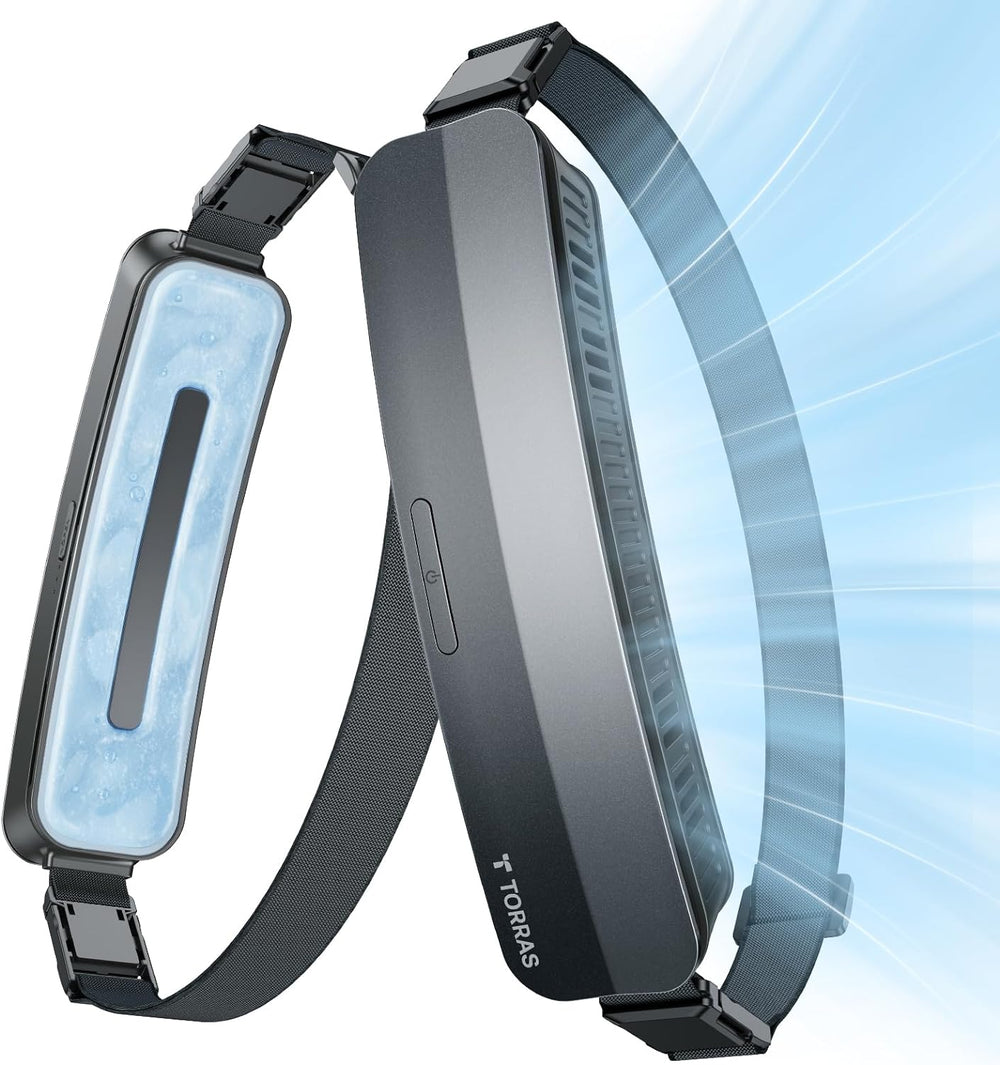 Torras COOLIFY ZONE Wearable Waist Fan, Belt Fan with Unique PCM, Personal Fan, Portable Fan Large Air Volume, Travel Fan for Camping/Outdoor, Waist Blower Runtime 15H, Moonlight Silver