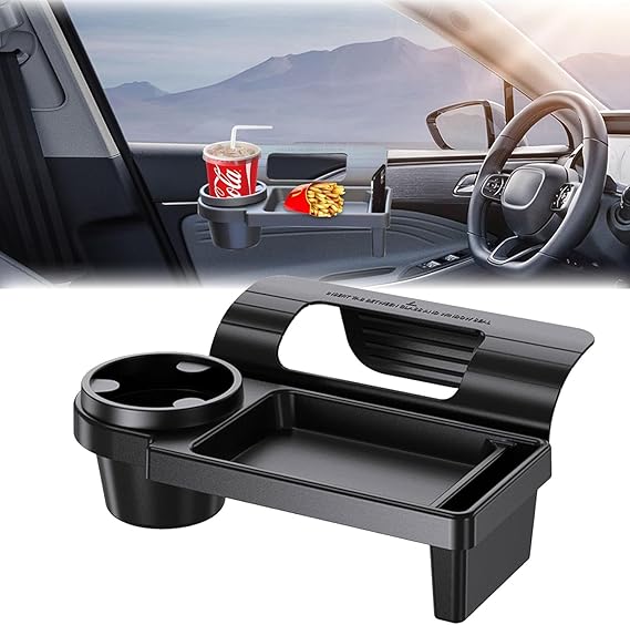 ADAK Car Window Multifunctional Storage Tray Organizer, 2024 New Door Side Hanging Organizer with Cup Holder – Seat Gap Storage Box for Phones, Keys, Bottles, and Small Items