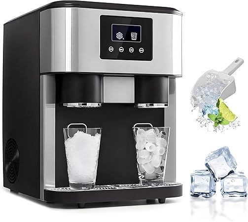 3-in-1 Countertop Ice Maker Machine – Ice Cubes, Crushed Ice & Cold Water Dispenser with Touch LCD