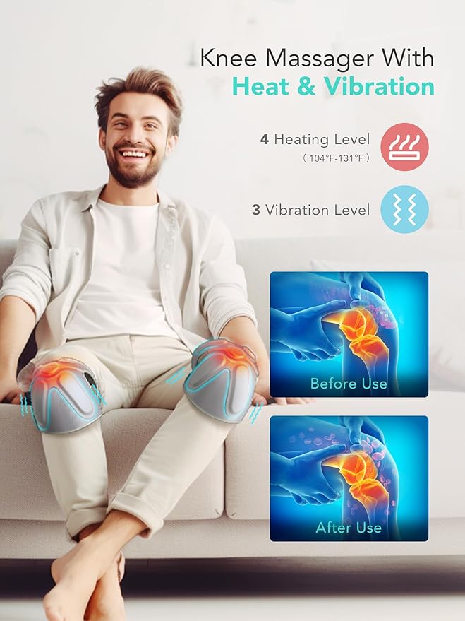 SKG Comfier Vibration Knee Massager with Heat, W3 Pro, Portable Knee Massager for Knee, Shoulder, Elbow Massage, Joint Pain Relief, Knee Protectors