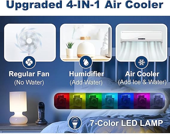 Portable Air Conditioner, Personal Desk Misting Humidifier Fan with Timer, Adjustable 600ml USB Rechargeable Mini Evaporative Cooler