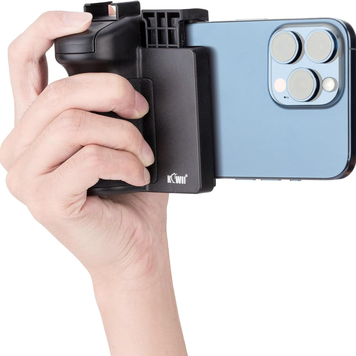 t, Phone Camera Grip Handle Holder with Detachable Bluetooth Shutter and Cold Shoe Adapter.