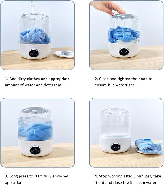 Ye02 Underwear Washer Machine, Mini Portable Washing Machine, Rechargeable Cordless Mini Washing Machine, 4000mAh, Travel Camping Washing Machine for Socks Underwear Camping Travel