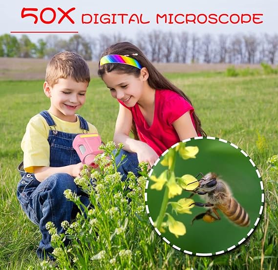 ADAK 2-in-1 Digital Microscope Telescope for Kids - 2" Screen, 720P Camera, Portable Stand & 32GB SD Card Included