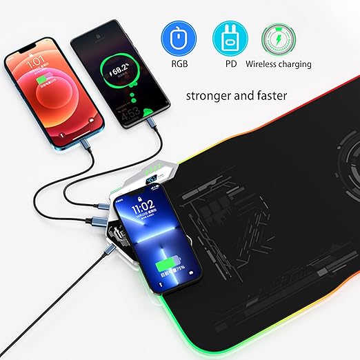 RGB Ergonomic Mouse Pad with Wrist Support, Made from Premium Microfiber Nylon Lycra, Anti-Slip Base, Splash-Proof Design, Breathing Light Cycle