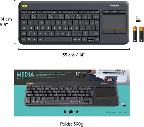 Logitech Wireless Touch Keyboard K400 Plus Black (Nordic)