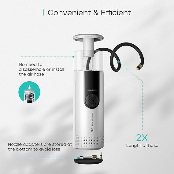 Tire Inflator Portable Air Compressor, Cordless Tire Pump with Pressure Gauge, Smart Tire Pump for Cars Bikes and Other Inflatables