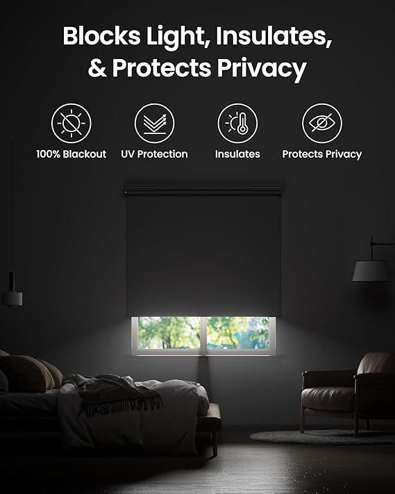 SwitchBot Motorized Roller Blinds with Remote Control for Windows, Smart Roller Shade, Battery & Solar Panel(Sold Separately) Powered, Easy to Install, 100% Adjustable(White, L:43.3"-55.1")