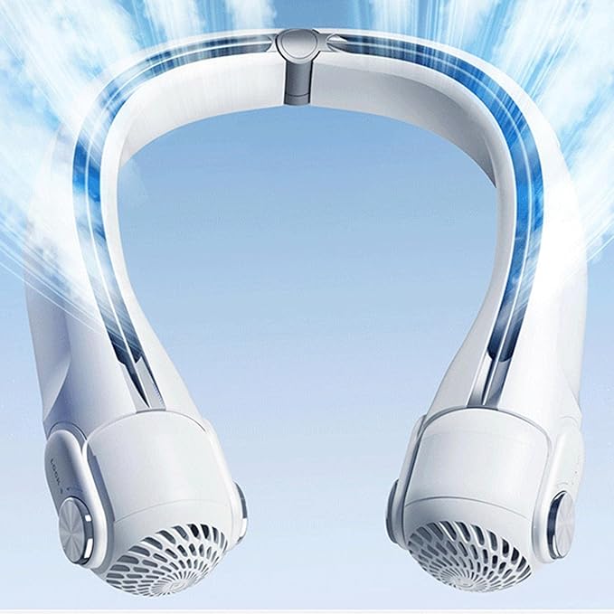 Portable Wearable Neck Fan with DC Silent Motor, Rechargeable Bladeless Design, Lightweight Personal Cooling Device