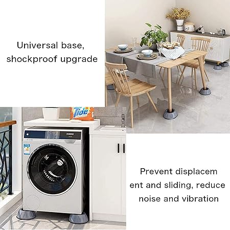 Sky-Touch 4Pcs Anti Vibration Pads For Washer Dryer Shock And Noise Cancellation, Washing Machine Stand To Prevent Shifting, Shaking Walking For Home, Gray