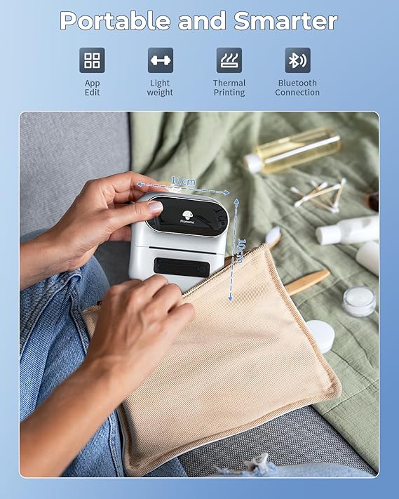 Phomemo Label Maker M220, 3 Inch Barcode Label Maker Printer,Sticker Label Maker Machine for Barcode, Name, Address, Mailing, Small Business, Compatible with Phones&PC, Support Arabic and English