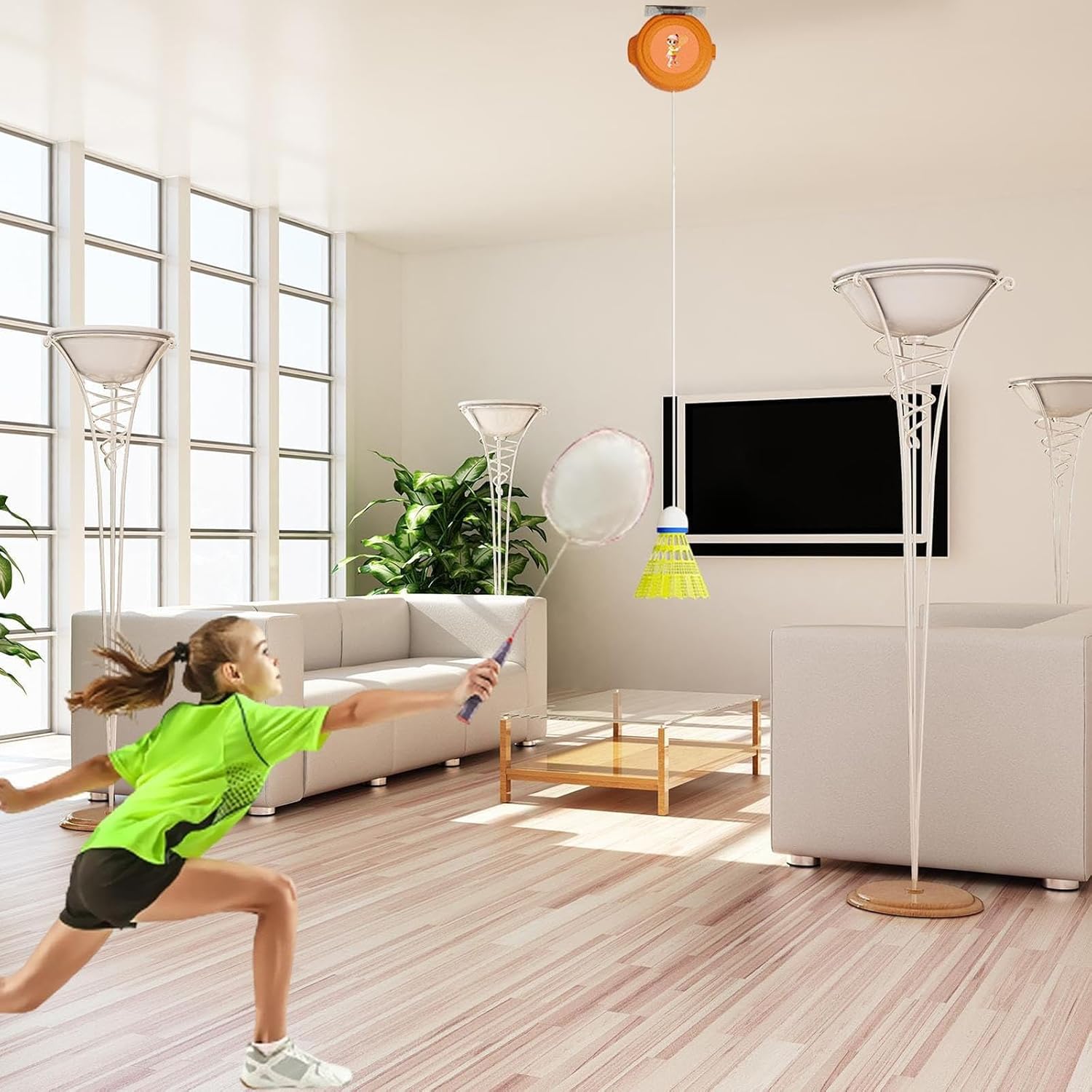 GIONAR Badminton Training Tool, Badminton Rebound Trainer, Badminton Single Training Kit, Single Badminton Training Device, Badminton Single-Player Rebound Trainer, Self Training Badminton Set (6pcs)