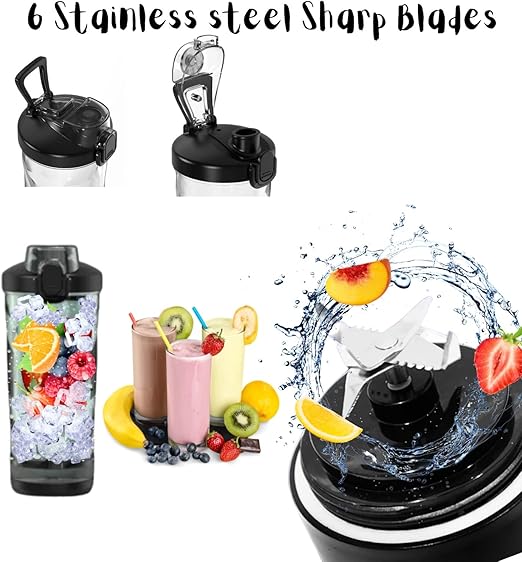 Best 4Vi Portable Blender, Rechargeable Mini Blender For Shakes And Smoothies 20 Oz Mini Blender Cup with Travel and USB Rechargeable