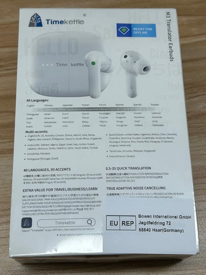 Timekettle M3 Translation Device, Two-Way Translator Headphones with App for 40 Languages & 93 Dialects Online