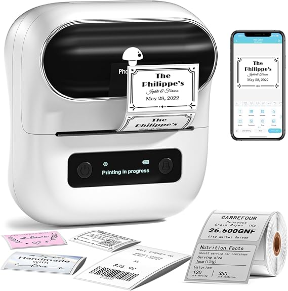 Phomemo Label Maker M220, 3 Inch Barcode Label Maker Printer,Sticker Label Maker Machine for Barcode, Name, Address, Mailing, Small Business, Compatible with Phones&PC, Support Arabic and English