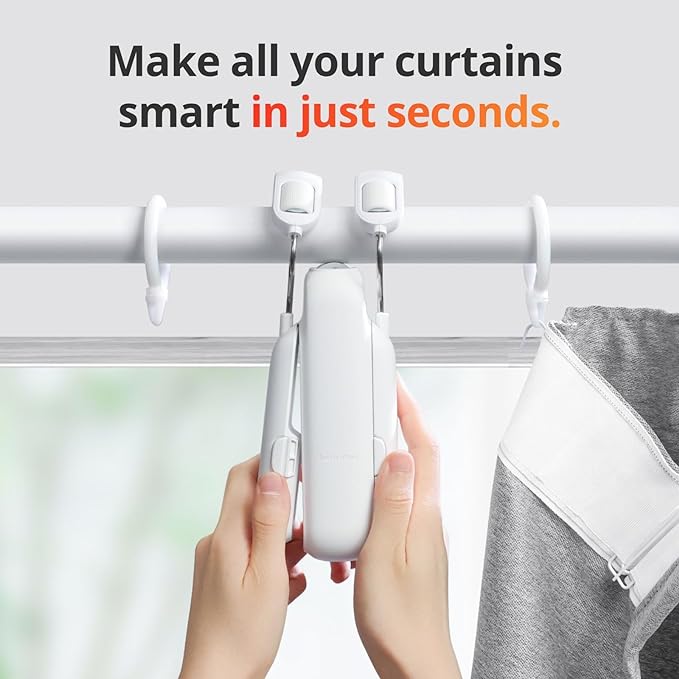 SwitchBot Smart Curtain Opener – Bluetooth Remote Control with App/Timer, Upgraded Motor, Compatible with Alexa, Google Home, and HomeKit (Curtain 3, Rod)