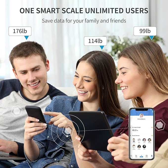 ADAK  Digital Weight Scale,Bluetooth Body Fat Scale,LED Display and Step-On,Body Composition Monitor Health Analyzer,with USB Charging,26x260x2cm