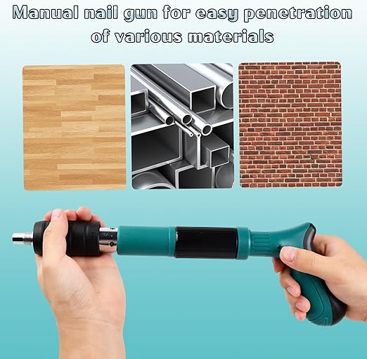 xianynow Manual Nail Gun with Round Nails, Portable Nail Gun