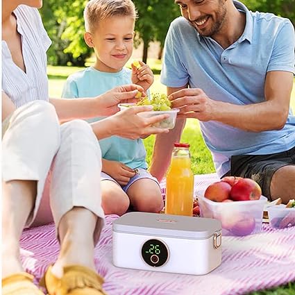 ADAK Self Heating Rechargeable Lunch Box - 60W Electric Food Heater with 5-Gear Heating Function, Adjustable Timing (20-60min)