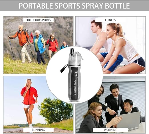 Local Makes A Comeback Botella Spray Plastic Outdoor Sports Cold Moisturising Spray Compatible with Outdoor Sports, School, Office, Home, etc. Black