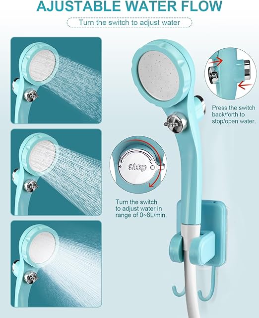 ADAK Portable Camping Shower - Rechargeable Outdoor Camp Shower with Pressurizer & 4500mAh Battery Pump IPX7 Waterproof for Camp, Hiking, Car Washing, Pet Bath