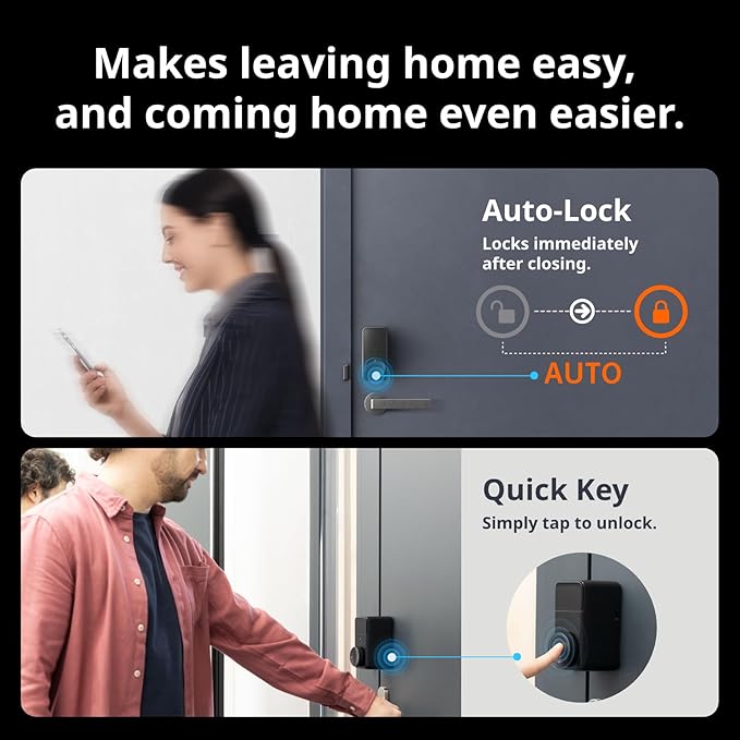 SwitchBot Smart Lock Pro, Keyless Entry Door Lock, Smart Door Lock Front Door, Electronic Smart Deadbolt, Fits Your Existing Deadbolt in Minutes