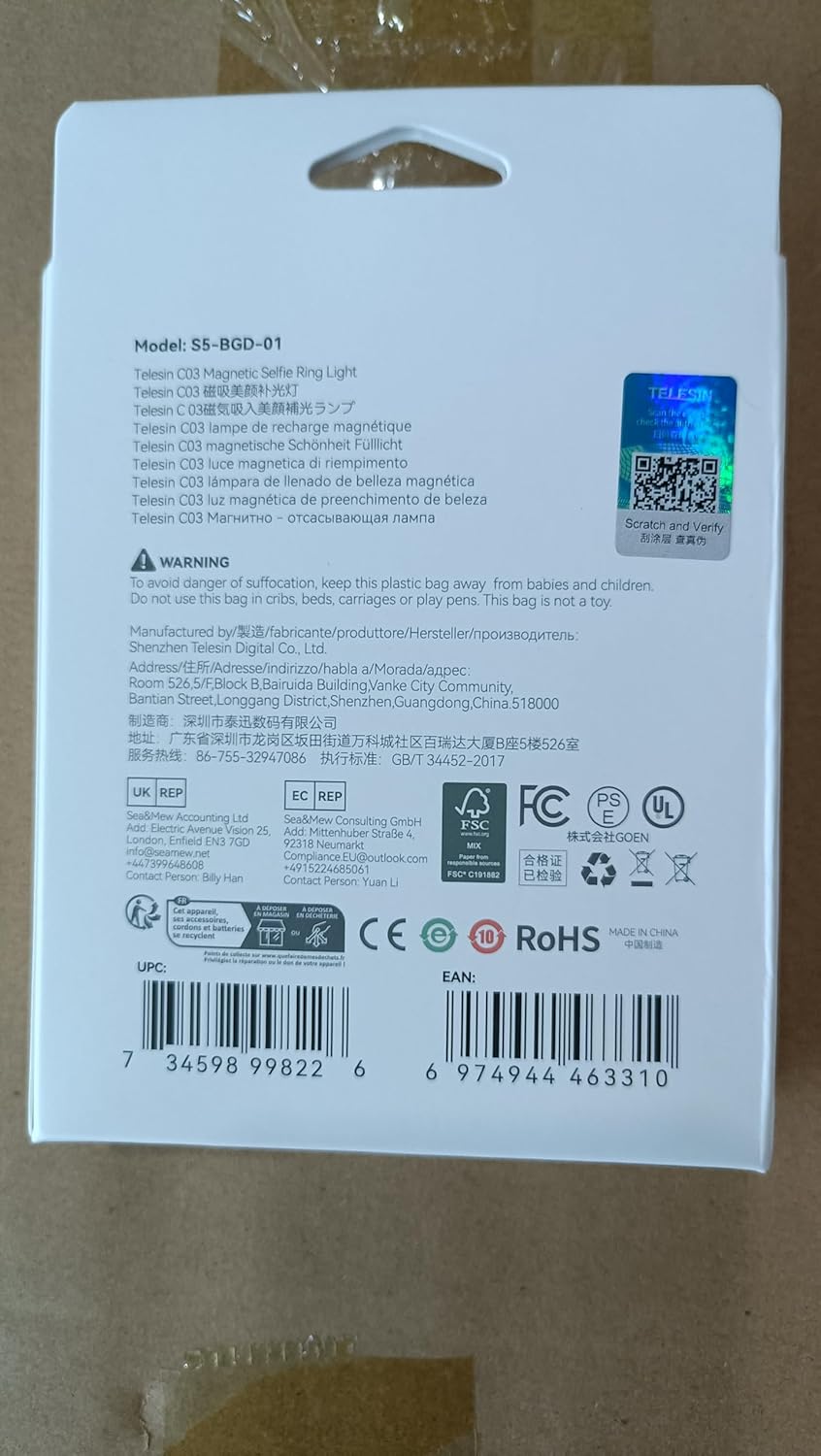 TELESIN Magnetic Selfie Light, Phone Light Compatible with iPhone Magsafe, CRI97 360° LED Selfie Ring Fill Light with Mirror for Selfies/Photography/TikTok/Zoom Calls/Video Conference