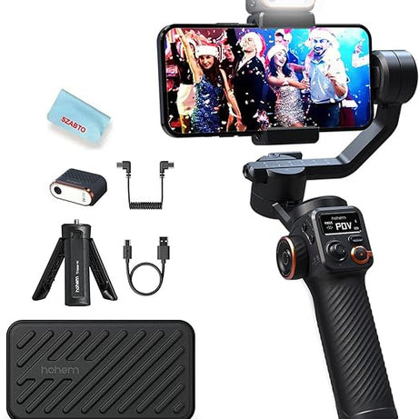 Hohem iSteady M6 Kit Smartphone Gimbal Stabilizer 3-Axis with Magnetic Fill Light/AI Tracking Sensor for iPhone Android with 0.91-inch OLED Display