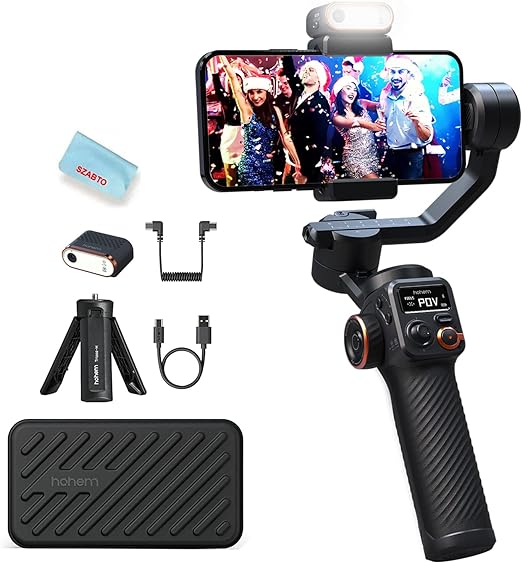 Hohem iSteady M6 Kit Smartphone Gimbal Stabilizer 3-Axis with Magnetic Fill Light/AI Tracking Sensor for iPhone Android with 0.91-inch OLED Display