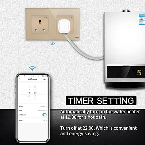 ADAK WiFi Smart Wall Socket Outlet Glass Panel Remote Control Works with Amazon Alexa/Google Home (White, Double Socket)