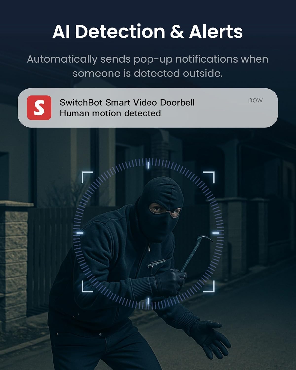 SwitchBot Smart Video Doorbell with Dedicated Indoor Monitor, 2K Quad HD Resolution, Battery Powered, Matter Compatible, and Two-Way Audio