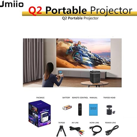 Umiio Theater Portable Smart Projector New 2024 A010 Home 1080P for Outdoor Meetings and Home LCD LED Display Technology 750G