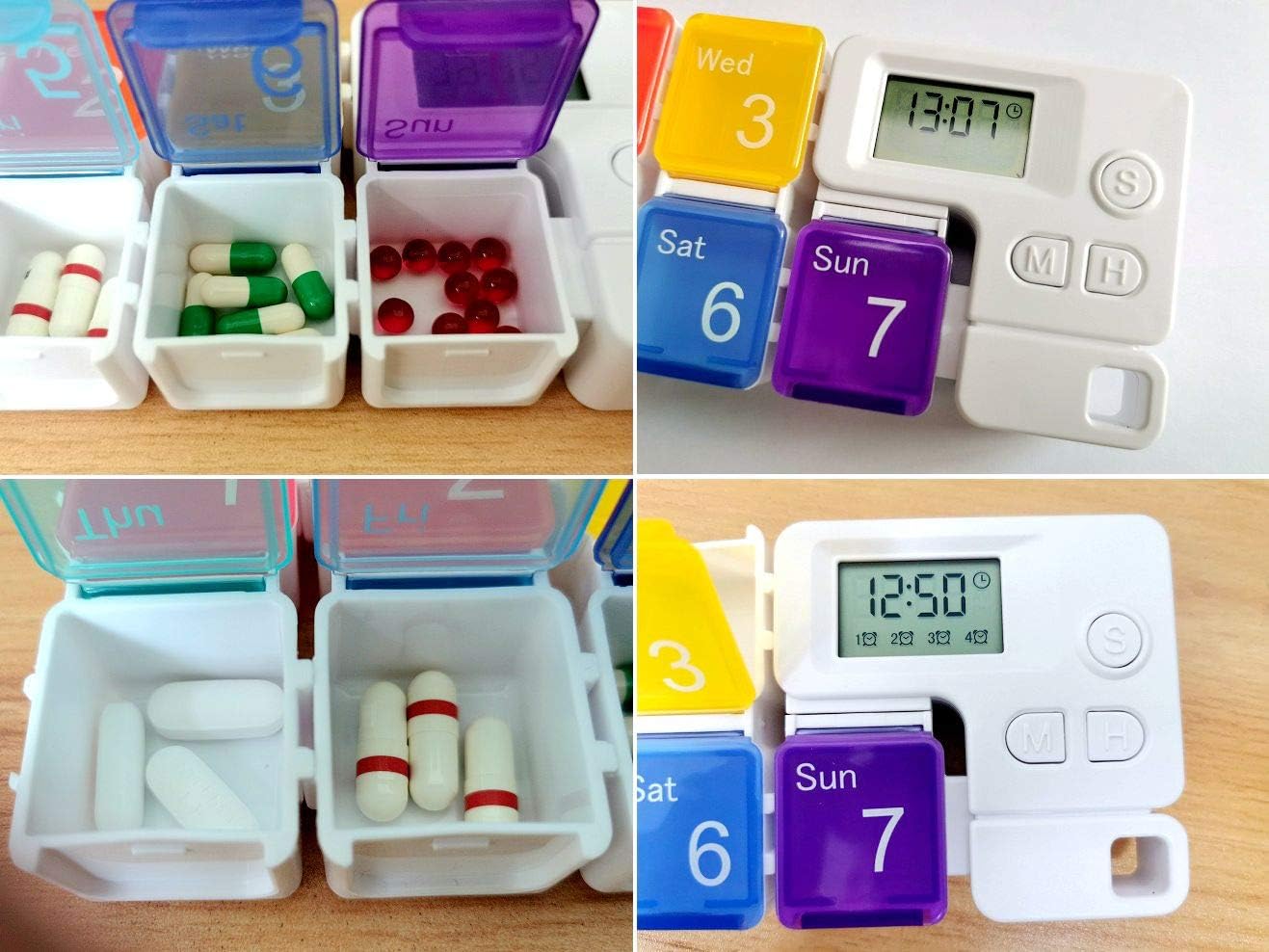 Digital Rainbow Pill Organizer with Alarm Timer; Never Miss a Dose! Smart 7-Day Medication Reminder for Seniors, Athletes, and Travel.