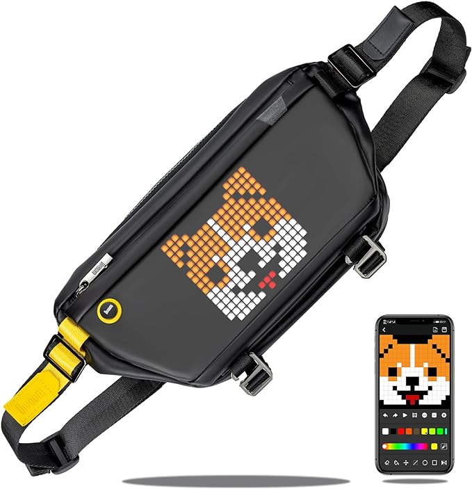 DIVOOM Pixoo Backpack LED Display Pixoo Art Setting App Connection Control Crossbody Shoulder Travel Backpack for Men Women