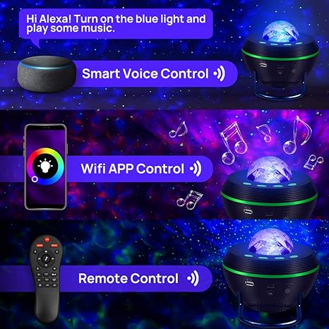 ADAK Smart Galaxy Projector with Bluetooth Speaker - Space Ball Dynamic Meteor HD Projection Light with 13 Film Sets - Starry Sky, Alexa Compatible
