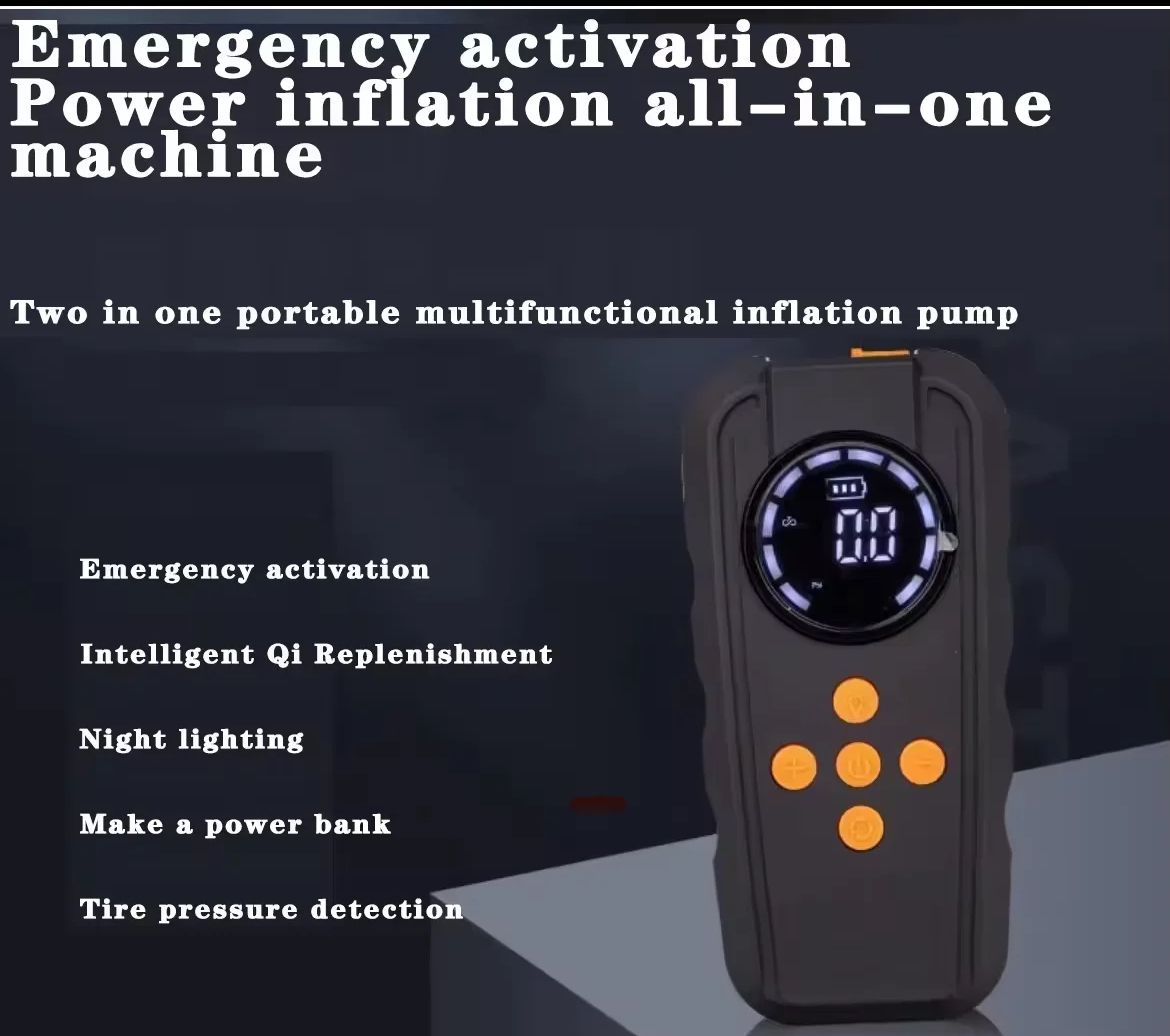 4 in 1 Portable Jump Starter With, Air Compressors, power bank, Small light, Operating voltage: 14.8V