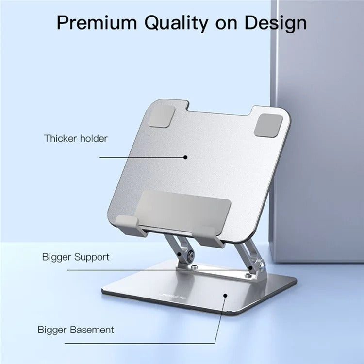 Aluminum Adjustable Laptop and Tablet Stand - Ergonomic Design, Air Vents, Portable Foldable Desktop Holder