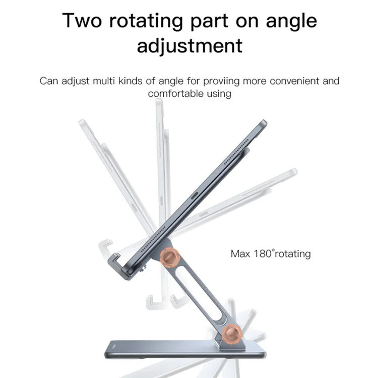 Aluminum Adjustable Laptop and Tablet Stand - Ergonomic Design, Air Vents, Portable Foldable Desktop Holder
