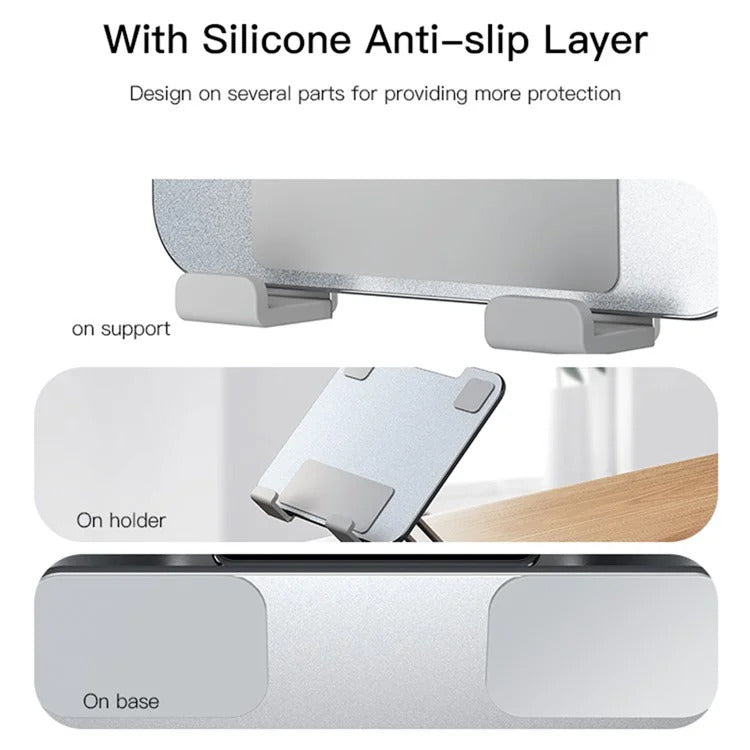 Aluminum Adjustable Laptop and Tablet Stand - Ergonomic Design, Air Vents, Portable Foldable Desktop Holder