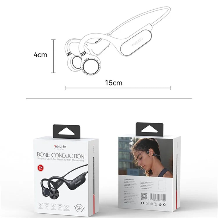 Yesido YSP12 Bone Conduction Bluetooth Headphones, Wireless Neckband Sport Headset