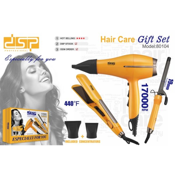 Professional Hair Care Set - 1700W Hair Dryer with 2 Styling Irons (Straightener & Curler) - Salon-Quality Styling Kit with Ionic Technology