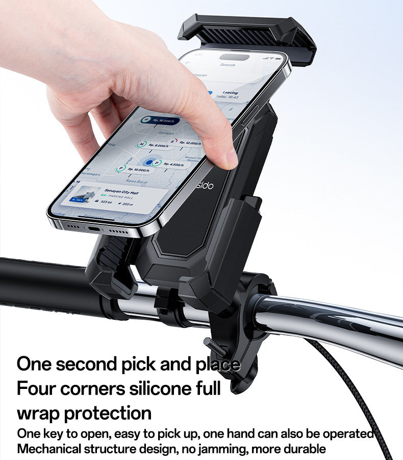 360-Degree Universal Bicycle Phone Holder | Adjustable Ball & Secure Mechanical Locking System - Non-shaking, Stable Mount