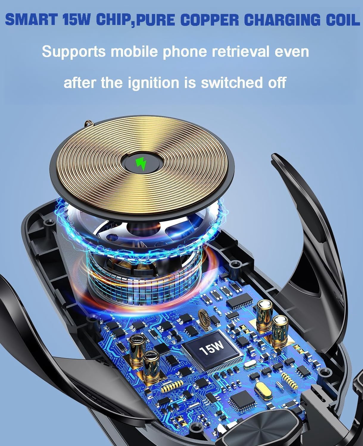 Adak Car Phone Holder with 15W Wireless Fast Charger, Phone Holder Car, Air Vent Mount Compatible with All Mobile Phones