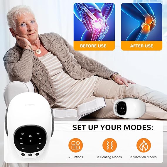 ADAK Knee  Massager, Cordless Knee Massager with Multi-Function Screen, Physical Heating and Vibration Function, Best Product for A Comforting Massage