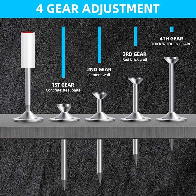 Concrete Nail Gun Comes with 50 steel nails Four Adjustable Levels of Force,Mini Portable Nail Gun for Woodworking and Home Improvement